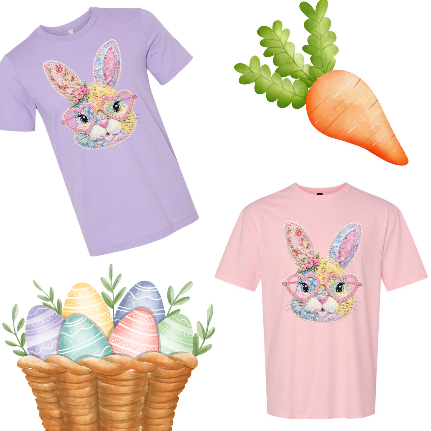 Quilted bunny face tee